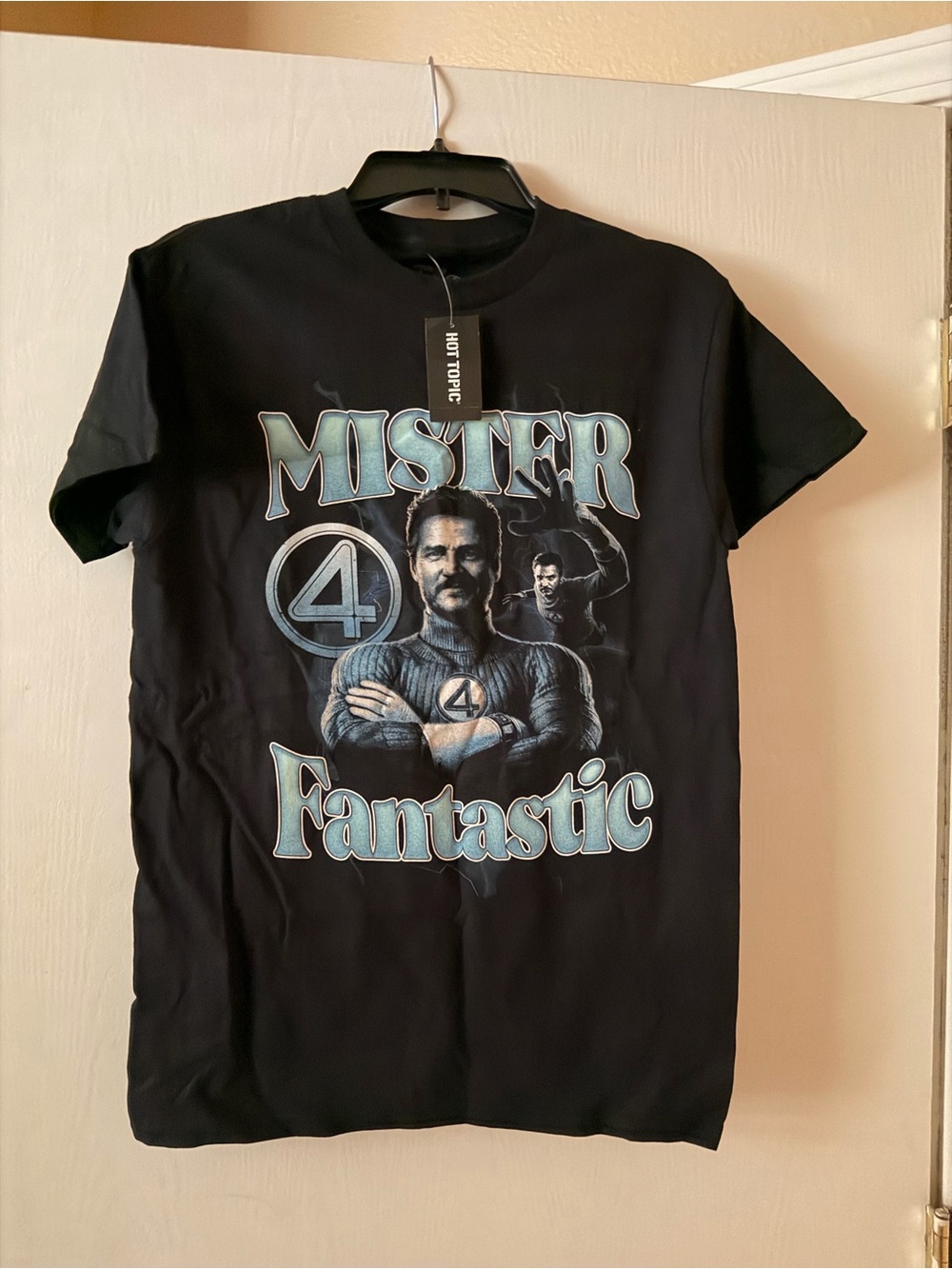 Hot Topic Black Mister Fantastic Graphic Tee with Blue Accent